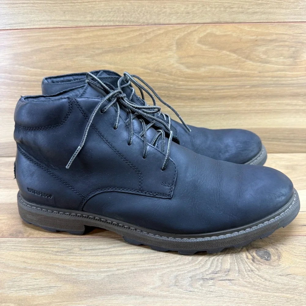 Sorel Madson II Chukka Boot Mens 11 Black Leather Business Casual Lace Up Modern